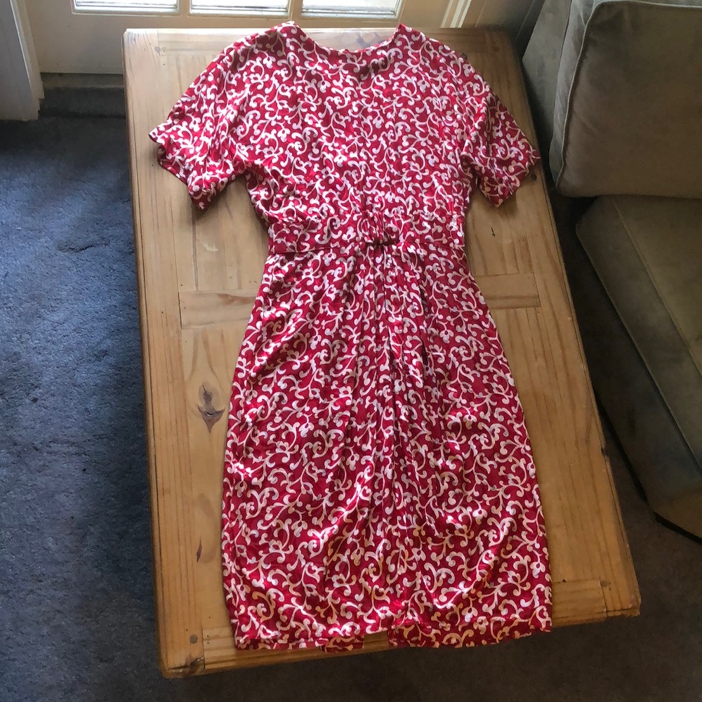 Maggy London Vintage Red Silk Summer Dress NWT
